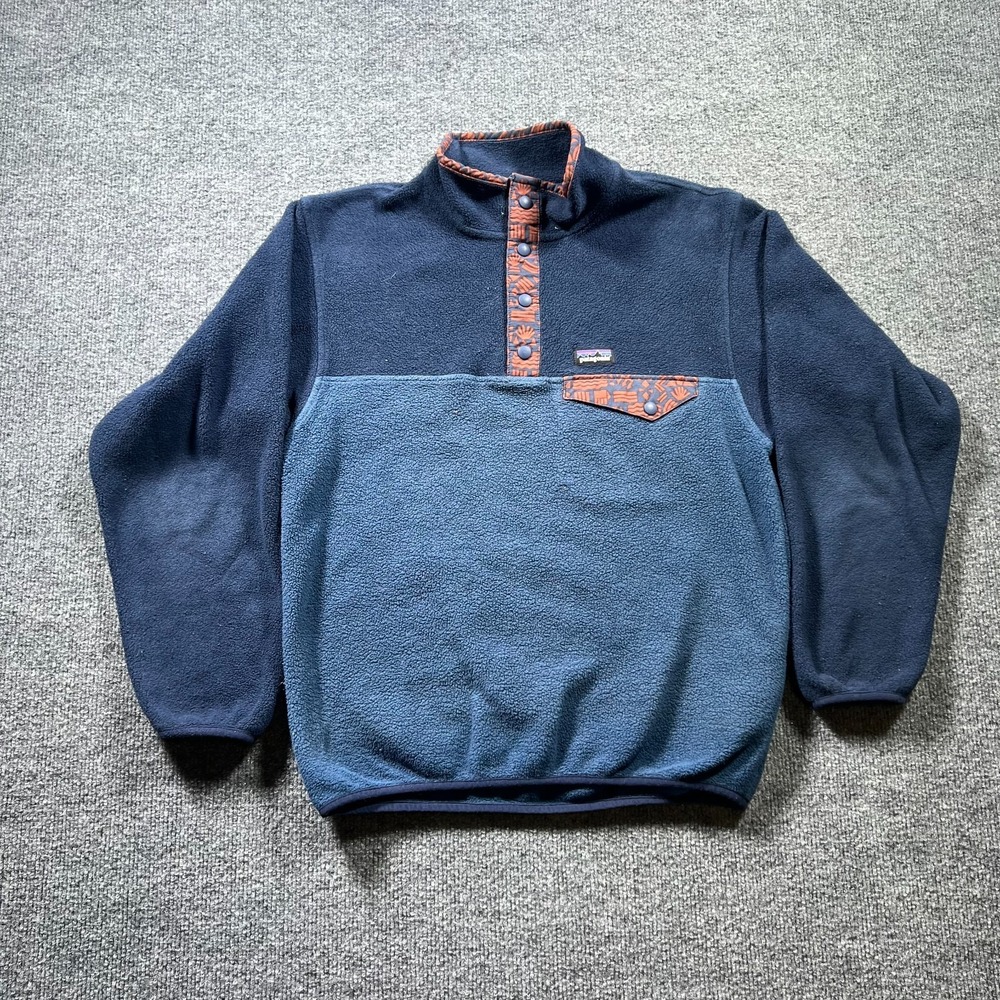 Patagonia Synchilla Sweater Kids XL 14 Blue Fleece 1/4 Snap Pullover Gorpcore